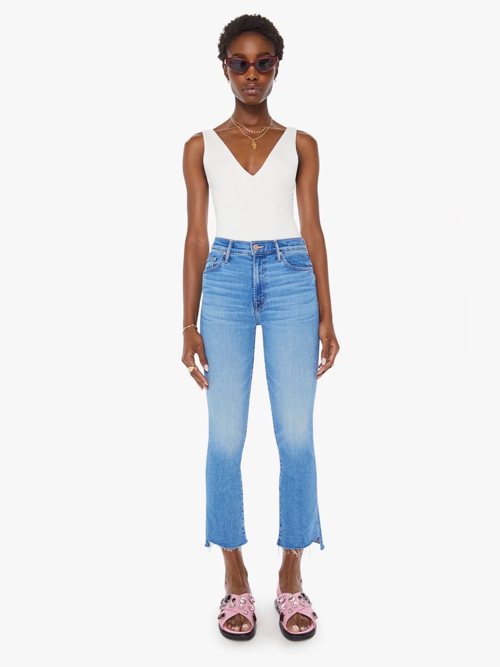 MOTHER denim jeans The Insider Crop Step Fray, Wash: Out Of The Blue, size 25
